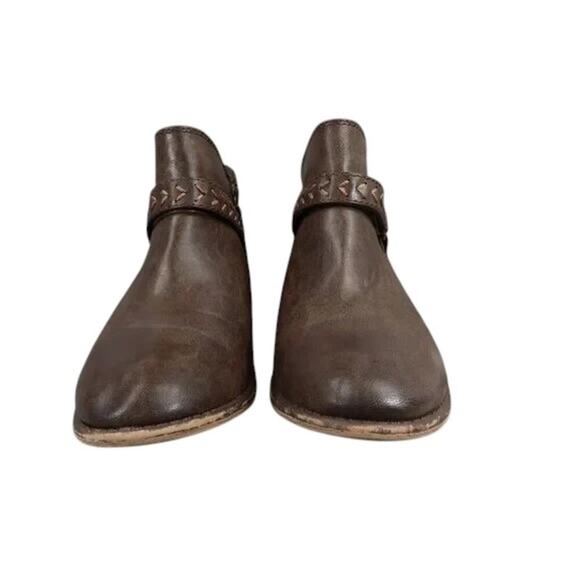 Roxy Shoes Womens 7 Booties Western Harness Fashion Brown Zip Casual Ankle Boot - Picture 3 of 14